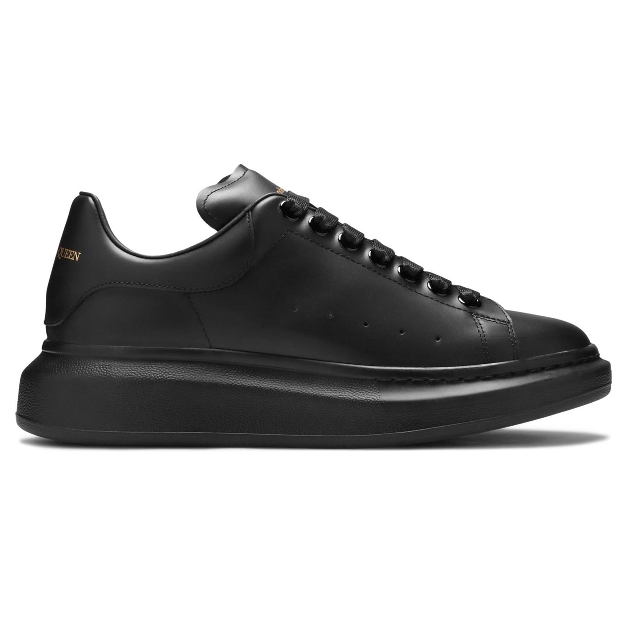 Side view of Alexander Mcqueen Raised Sole Triple Black Sneaker
